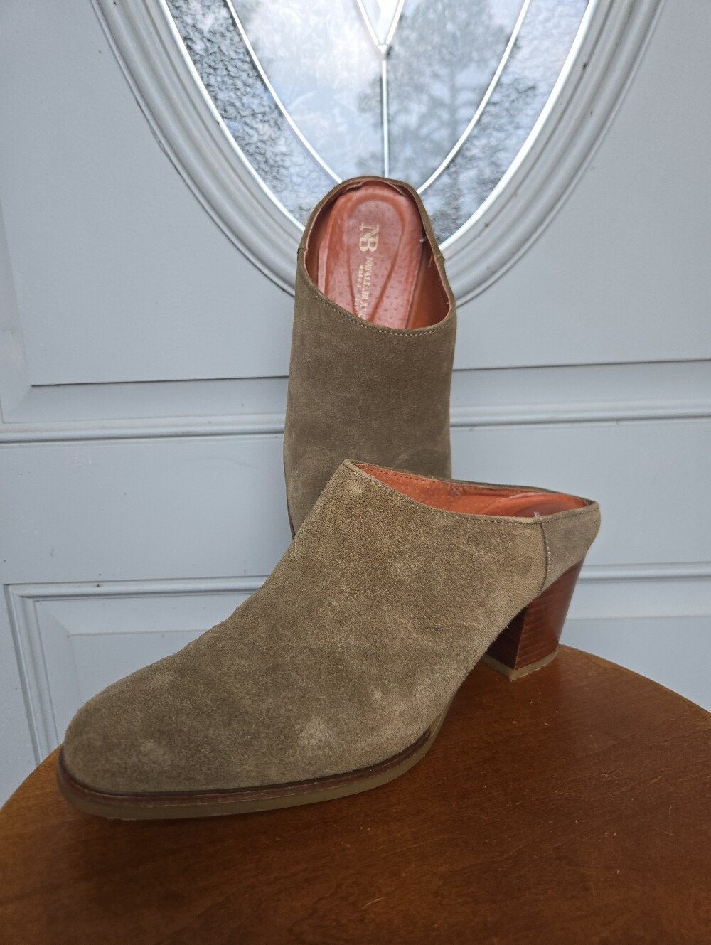Natalia Blanco Suede Leather Mules Camel